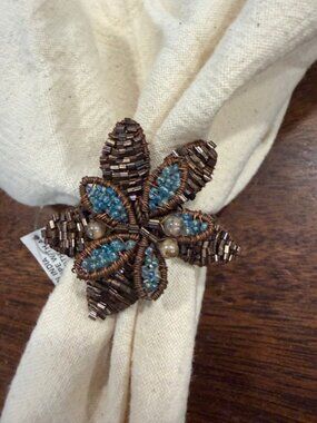 8 beaded floral napkin rings